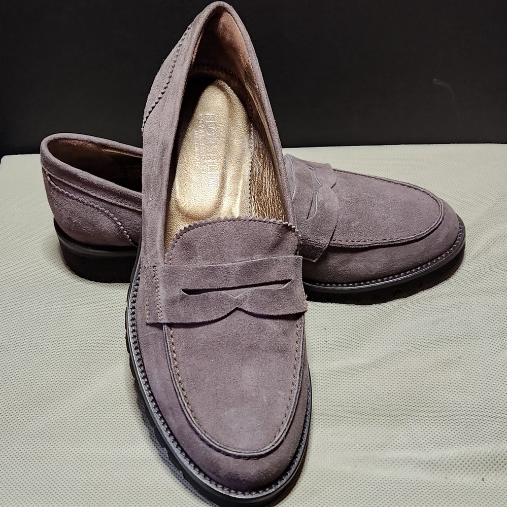 Hush Puppies Womens Suede Loafers - Mauve
